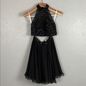 Sherri Hill Beaded Halter Two Piece Dress